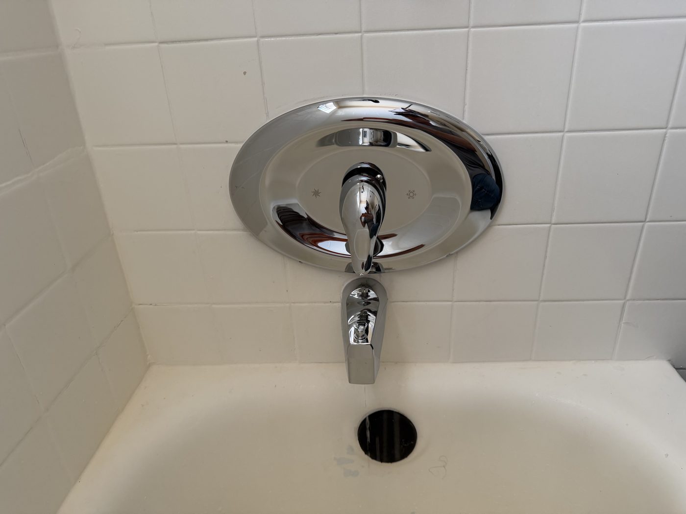 After: new chrome single-handle tub faucet installed Las Vegas